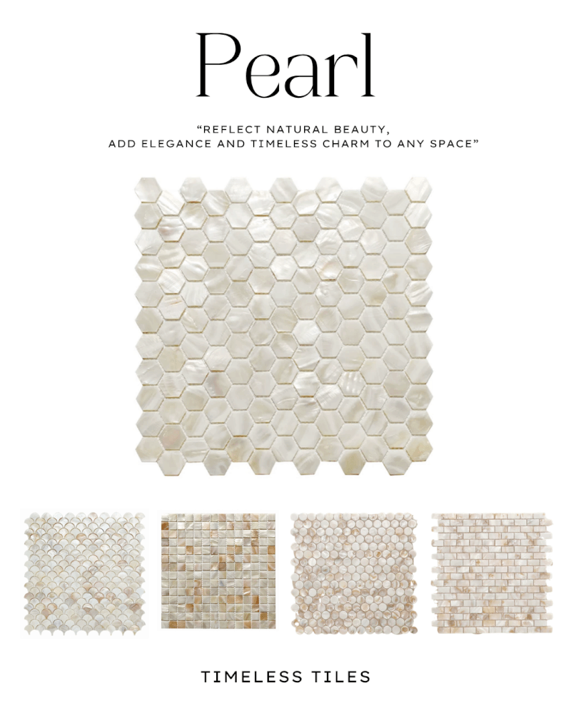 โมเสคเปลือกหอย TIMELESS TILES รุ่น PEARL SEASHELL MOSAIC 30 X 30 ซม. สีเบจ AMBER BEIGE ทรงพัด ผิวเงา_2